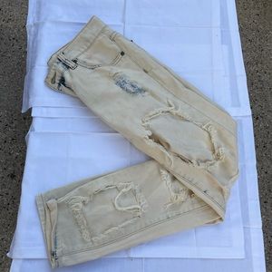 LF Carmar acid wash/ white ripped jeans